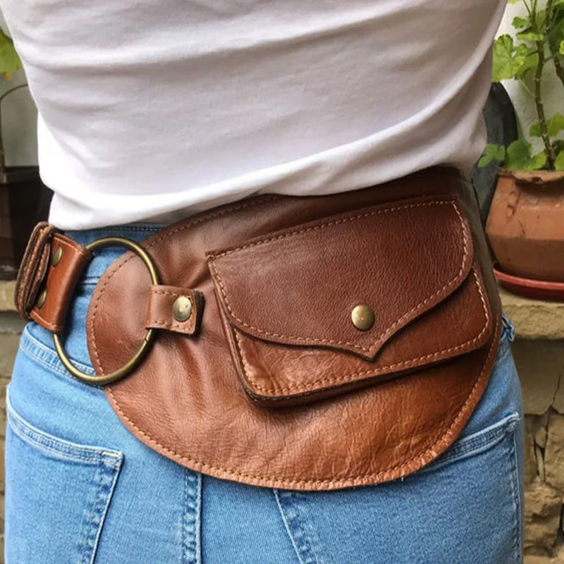 

Medieval Boho Leather Utility Belt Bag Steampunk Waist Phone Pouch Pocket Viking Pirate Cosplay Accessory Wallet For Women Lady