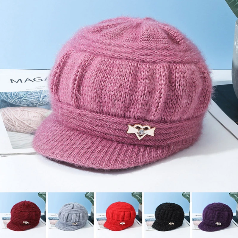 

Women's Fashion Hat Plush Wool Knitted Wind Shield Ear Guard Solid Color Atmosphere Simple Autumn and Winter Warm Hat