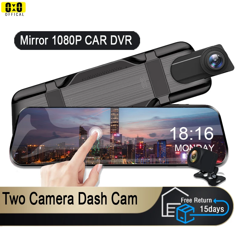 Rearview Mirror Dash Cam Front And Rear Camera Mirror Dvr Black Box