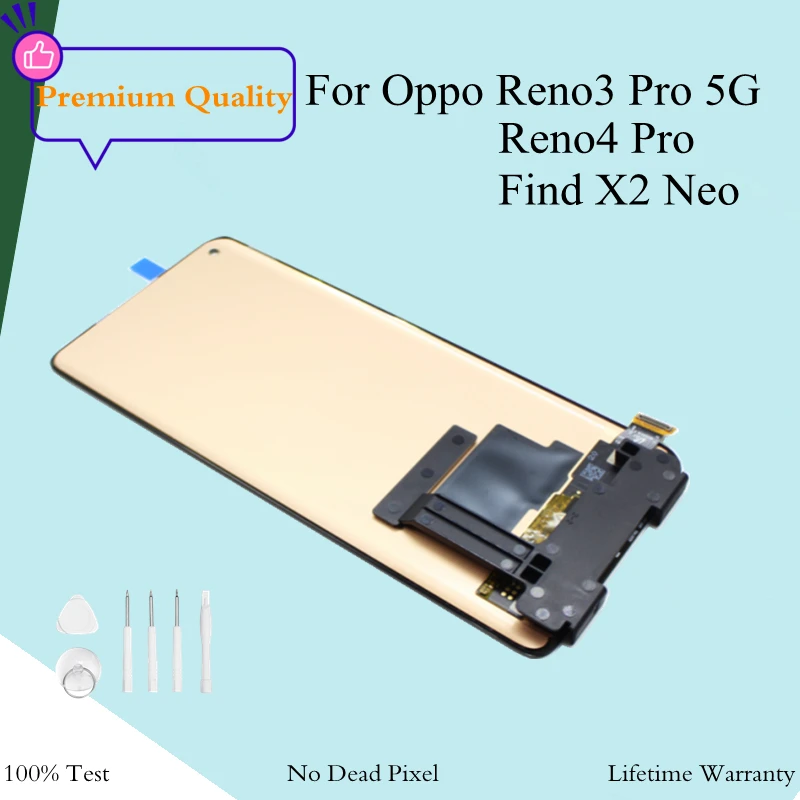 

A+++ Super Original Refurbished AMOLED Screen For Oppo Reno3 4 Pro 5G Find X2 Neo LCD Display Touch Screen Assembly Replace