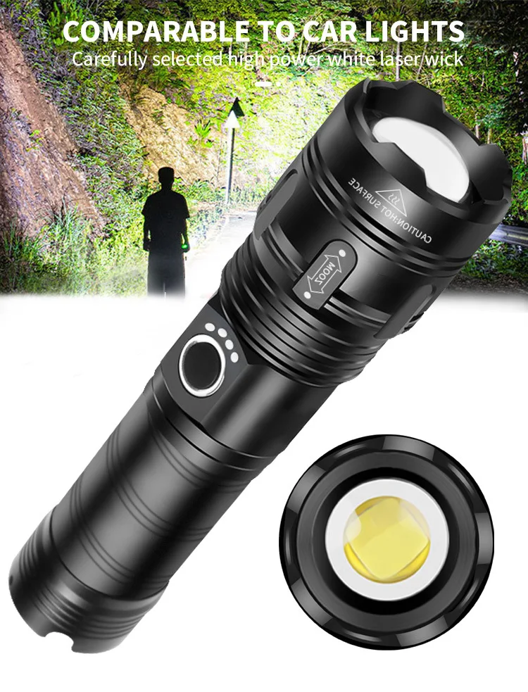 Powerful Zoom Flashlight P50 LED Flashlight Usb Finder Light Rechargeable Outdoor Light Camping Long-Range Shooter Bicycle Light