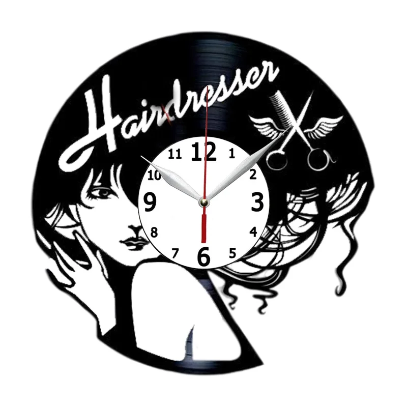 

Виниловые часы для парикмахеров, подарок для парикмахерской, настенные часы для парикмахерской, часы с искусством на стену для парикмахерс...