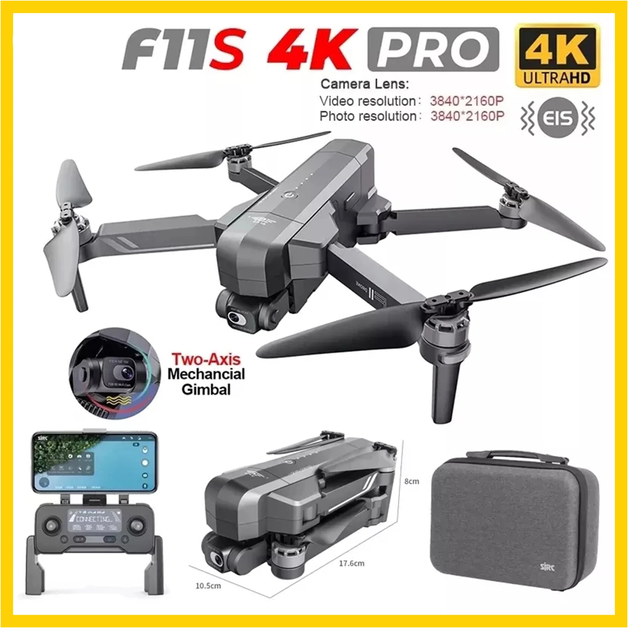 

F11S 4k PRO Drone drone profesional HD Camera 2-Axis Gimbal Gimbal Brushless 5G Wifi GPS 3KM Distance Brushless RC Quadcopter