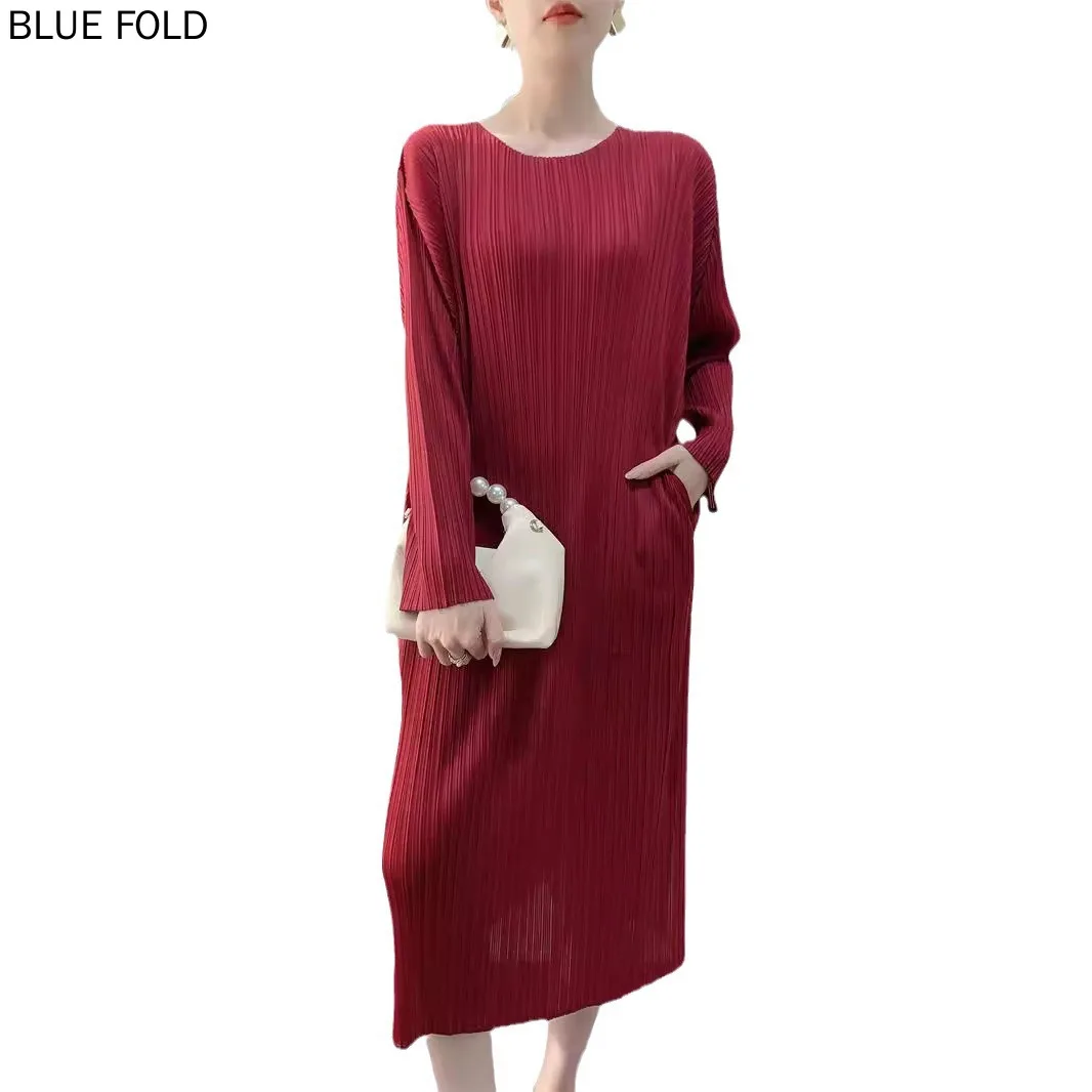 Женское свободное плиссированное платье миди MIYAKE повседневное элегантное