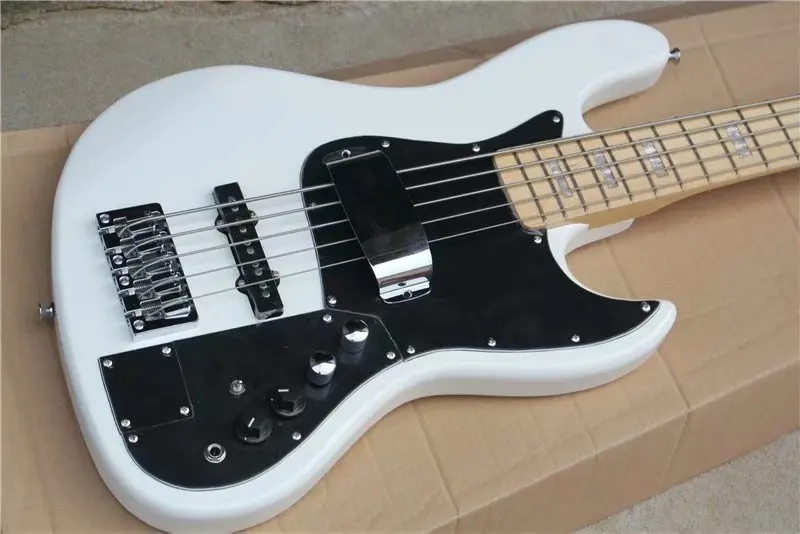 

Factory direct custom shop new white jazz electric bass 5 strings Electric Guitar Free Shipping 001