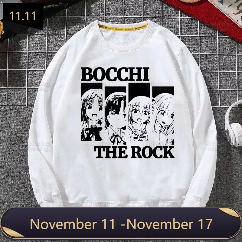 

BOCCHI THE ROCK! Толстовка мужская с капюшоном, Свитшот в стиле хип-хоп, белые худи с рисунком аниме, Hitori Ready H Ijichi Nijika, осень