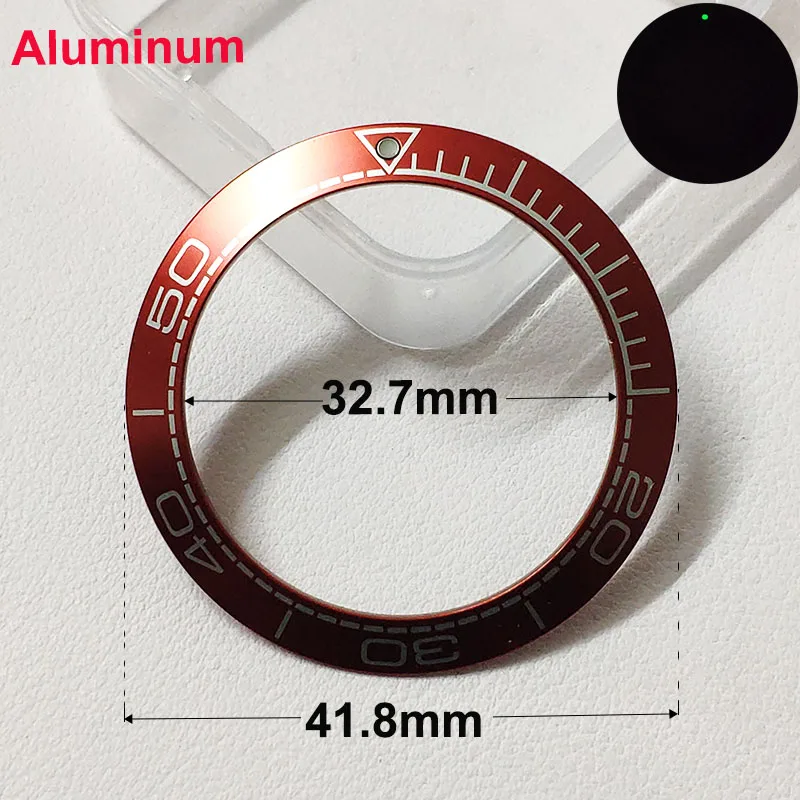 Sloping Aluminum Bezel Insert 41.5mm Or 41.8mm Fits OMG Sea Watches master Series Parts Replacement Watch Aluminum Ring Luminous