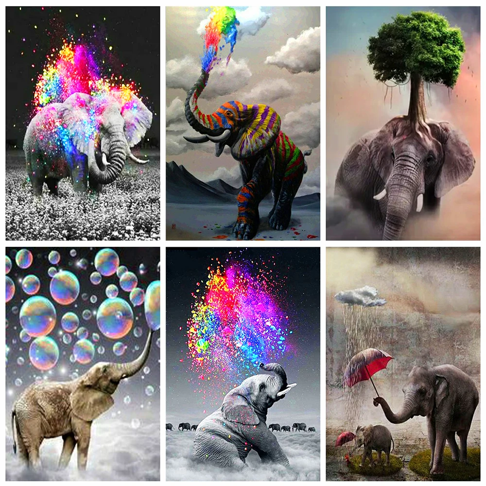 

5D DIY Diamond Painting Elephant Cross Stitch Kit Diamond Embroidery Animal Pictures Of Rhinestones Home Decoration