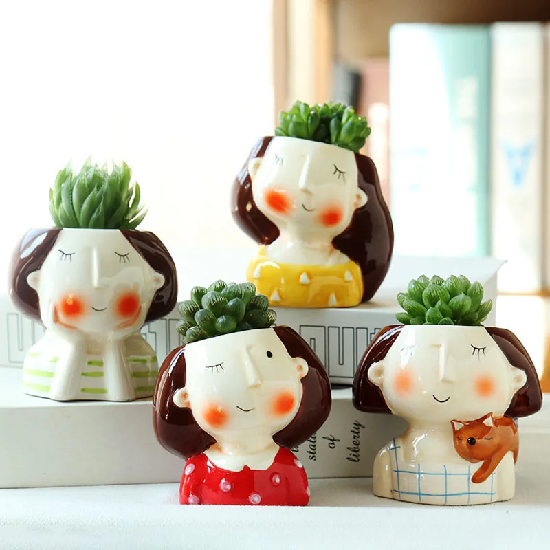 

Creative Cartoon Doll Succulent Flower Pot Mini Boy Girl Figurine Home Garden Decoration Bonsai Planter Birthday Gifts Crafts