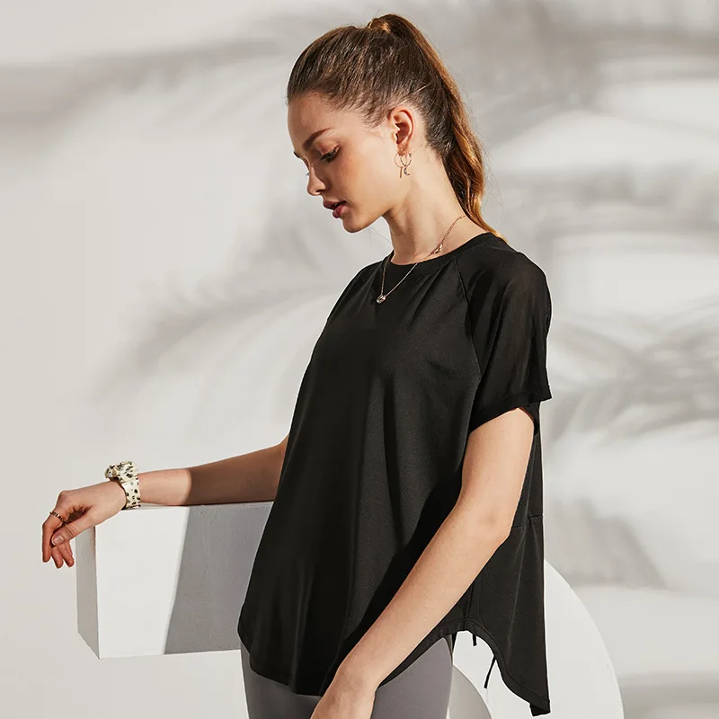 

Summer Breathable Yoga Shirts Quick-Dry Short Sleeved O-Neck Running T-shirt Yoga Exercise T-shirt Loose Fitness Sport Tees