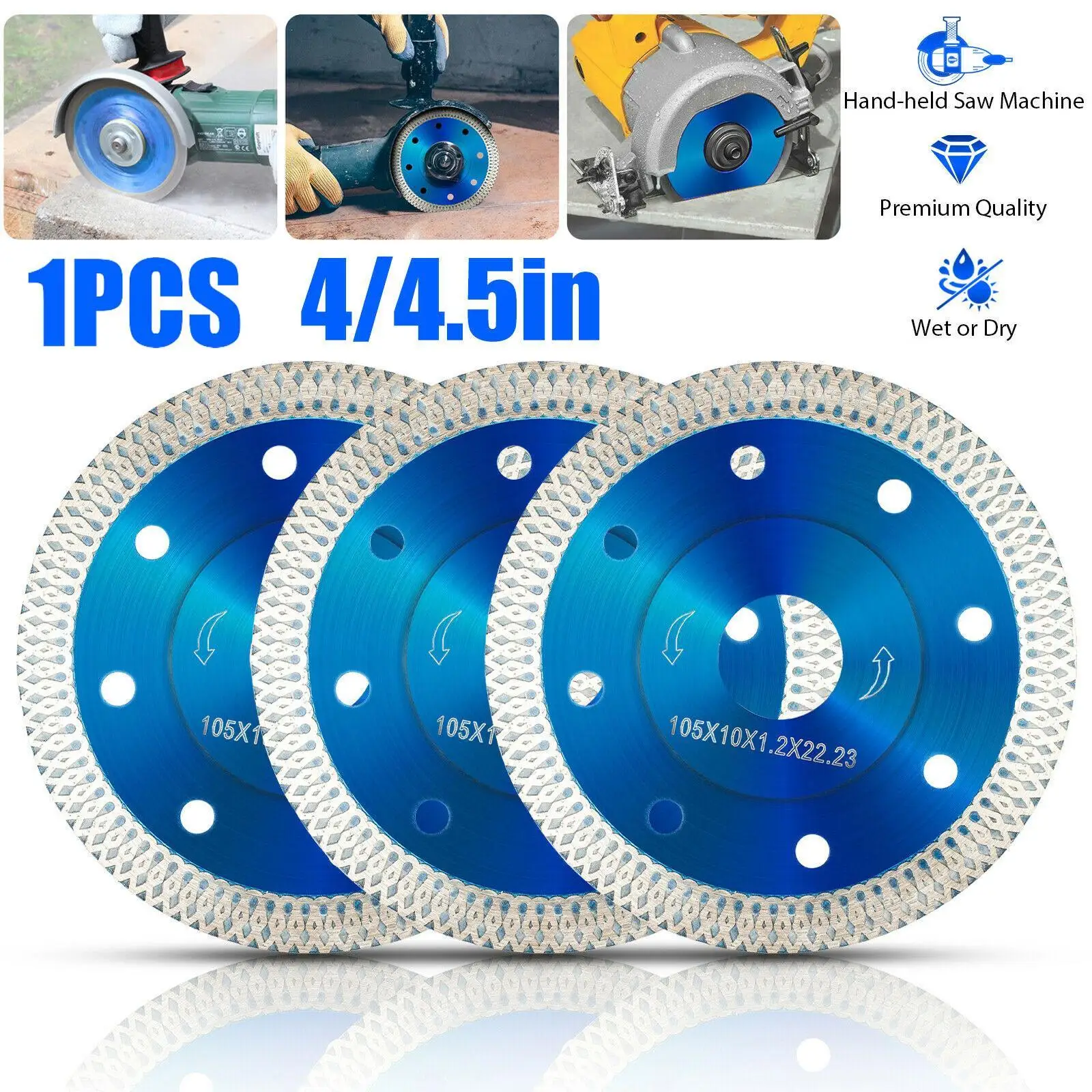 

4/4. 5-дюймовое алмазное лезвие для пилы для фарфоровой плитки, керамики, мрамора, сухой и влажной резки камня, режущее полотно, алмазный режущ...