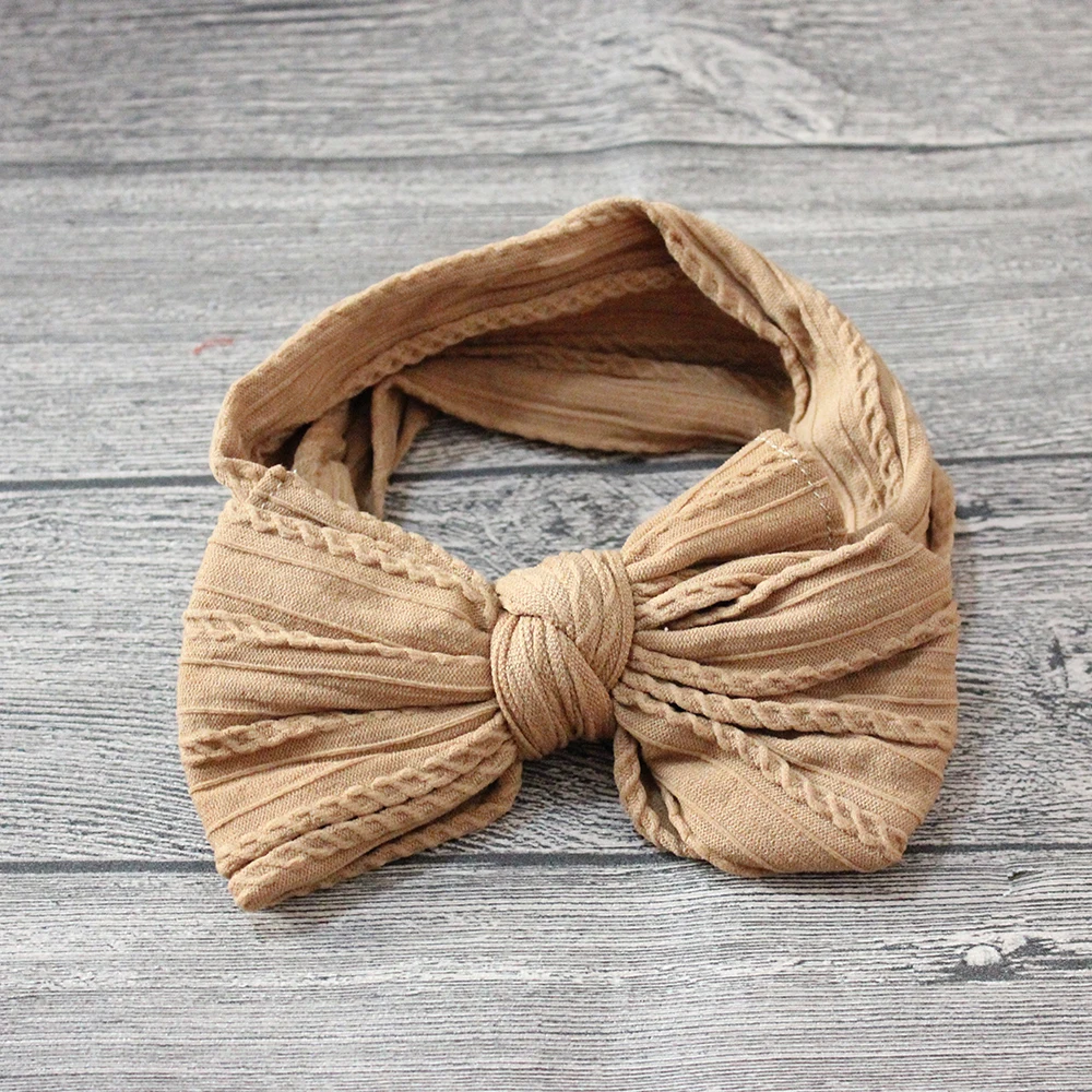 

Double Bow Cable Knit Headband For Children Solid Color Elastic Hair Band For Baby Girls Soft Newborn Headwear Hair Accessories
