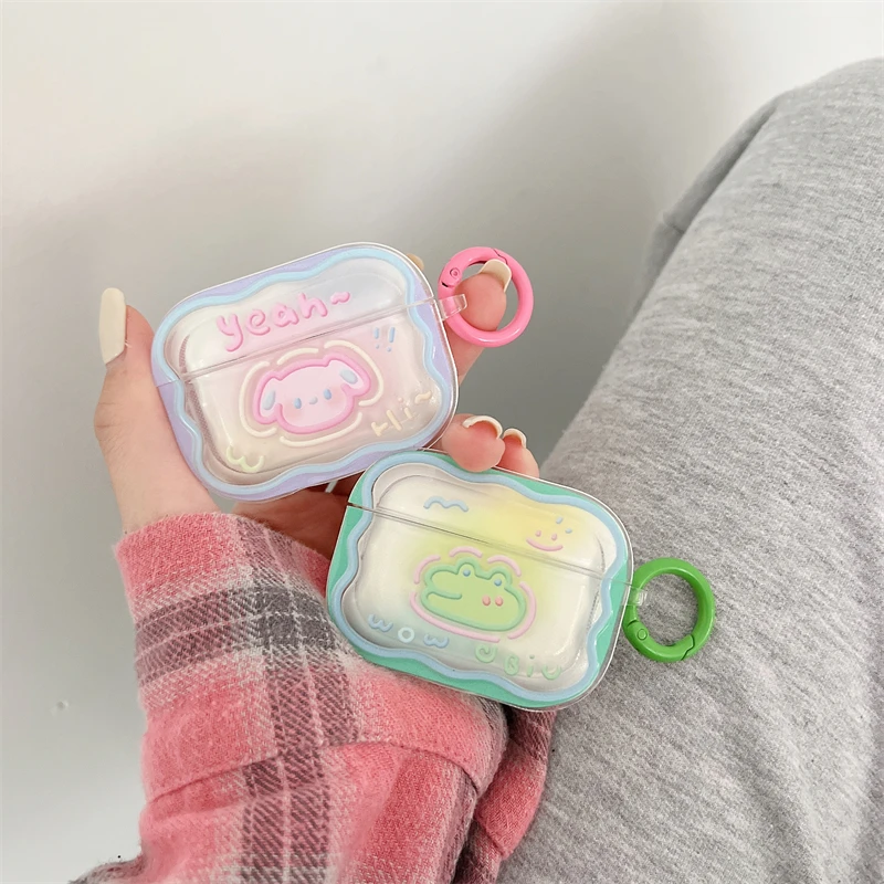 

Korea Cute Cartoon Dinosaur Love Heart Colorful Clear Earphone Case For Airpods Pro 2 For Airpods 1 2 3 Protective Soft Cover