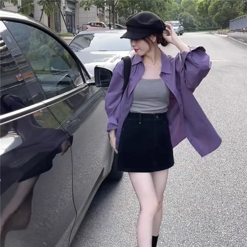 Женская свободная рубашка из чистого хлопка