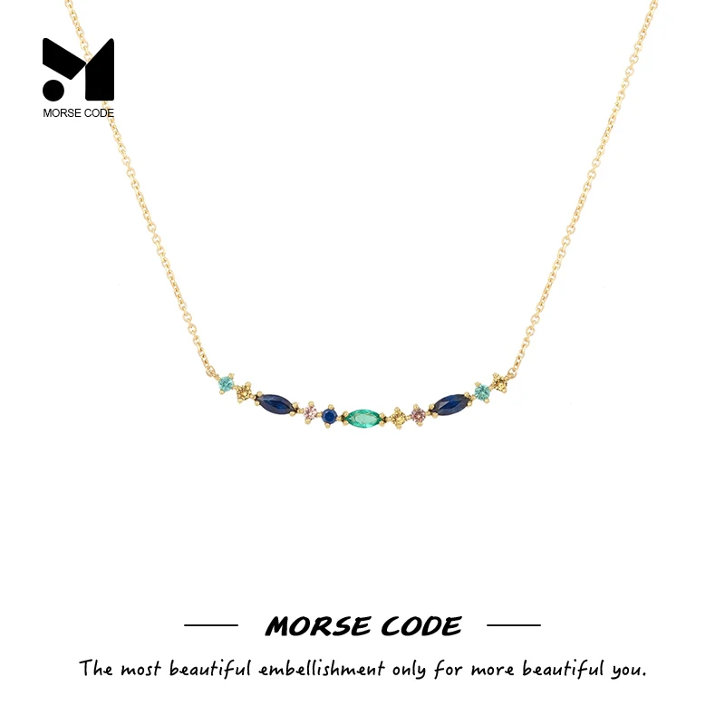MC Exquisite S925-collar con colgante de circón colorido para mujer, cadenas de clavícula de oro de 18k, accesorios de joyería para regalos