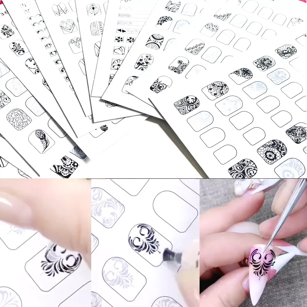 

Lines Drawing Painting sticker book Nail Art Training Practice Book nail accessories tools Easy To Clean Can Be Reused