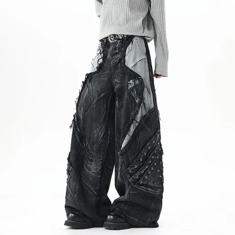 Linheyutai мужские джинсы хлопок рваные