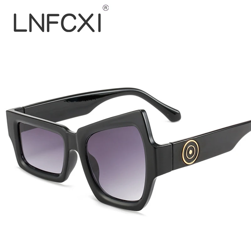 

Новинка, солнцезащитные очки LNFCXI в ретро-стиле с одной большой и одной маленькой оправой и линзами для женщин и мужчин, популярные модные со...
