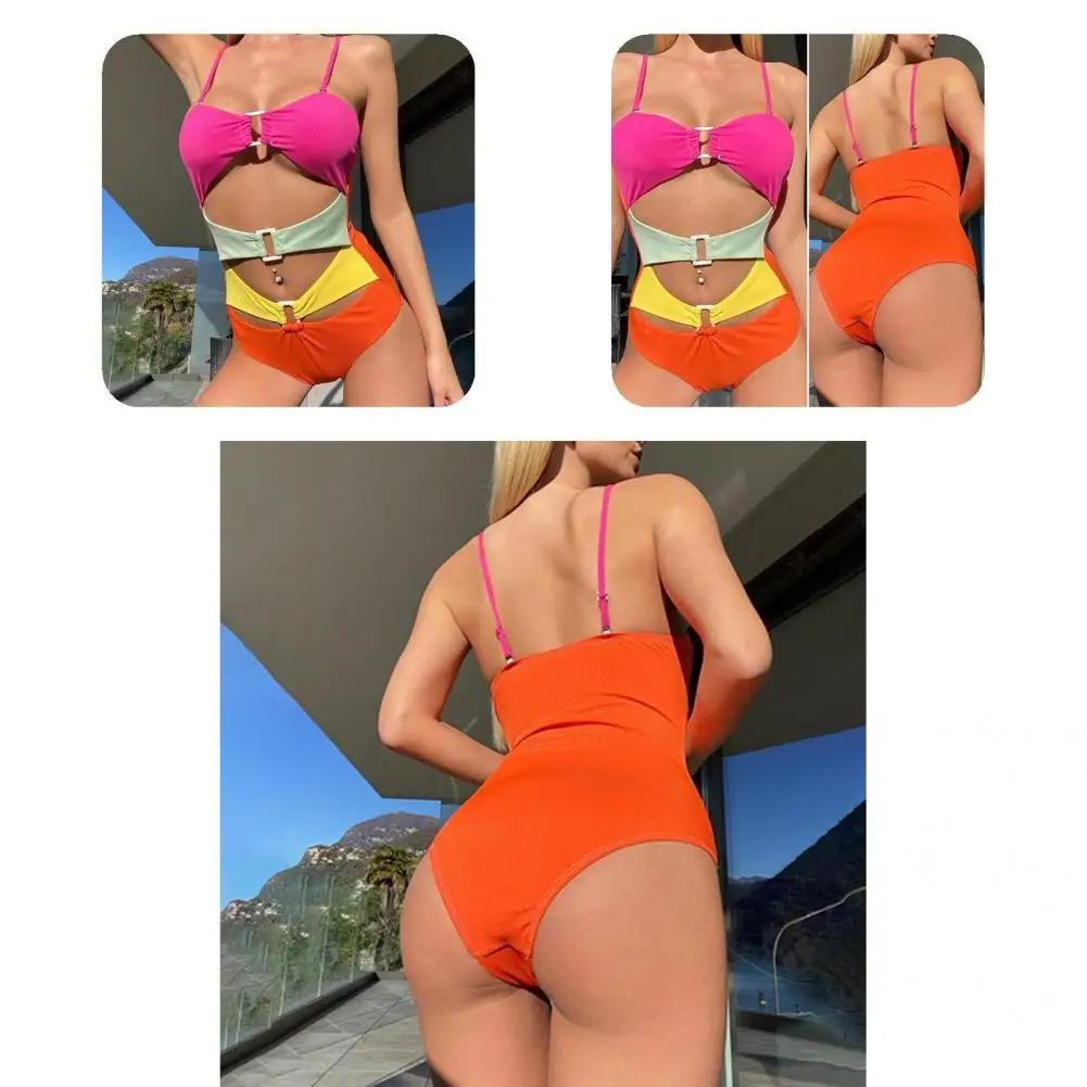 

Fashion Bikini Set Padded Slim Fit Swimsuit Ribbing One-piece Swimwear
