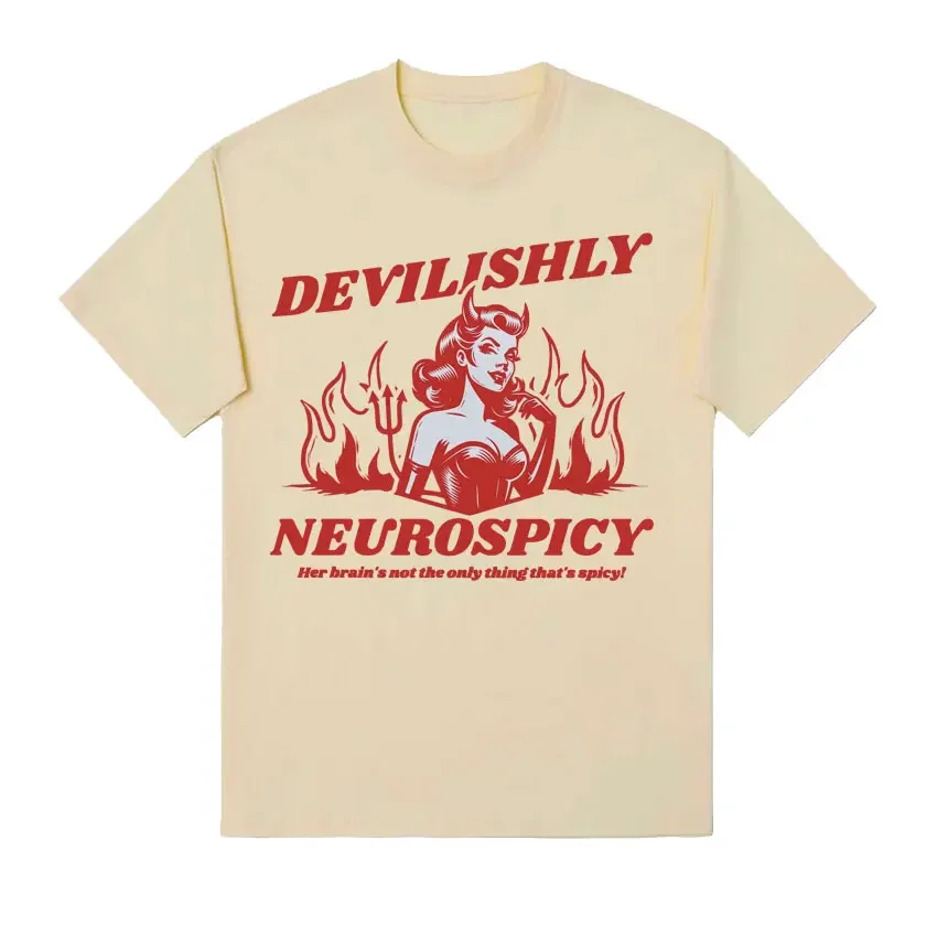 Забавная футболка СДВГ для женщин дьявольская нейропряная винтажная стильная с