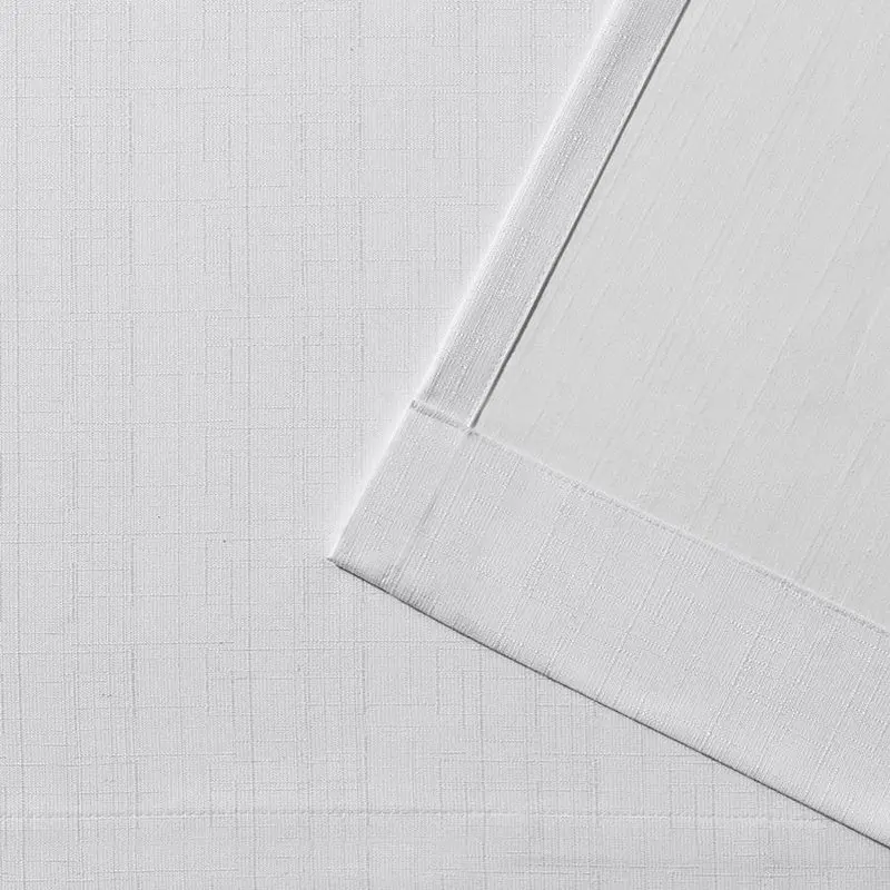 

Luxurious Textured Linen Room Darkening Winter White Blackout Grommet Top Curtain Panel Pair, 54x96.