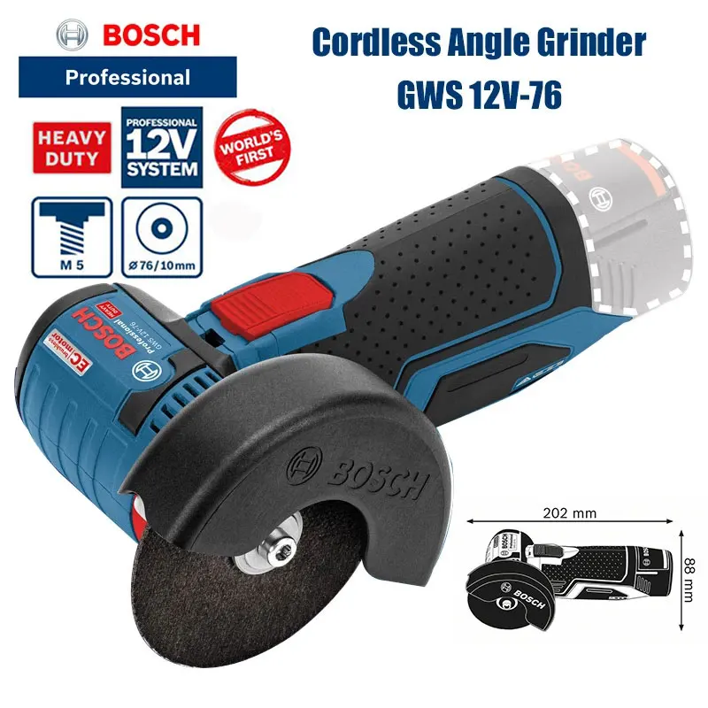 Bosch GWS12V-76 миниатюрная угловая шлифовальная машина для металла, дерева, гидроэлектрической пластиковой трубы, плитки, маленькая Бытовая литиевая электрическая режущая машина