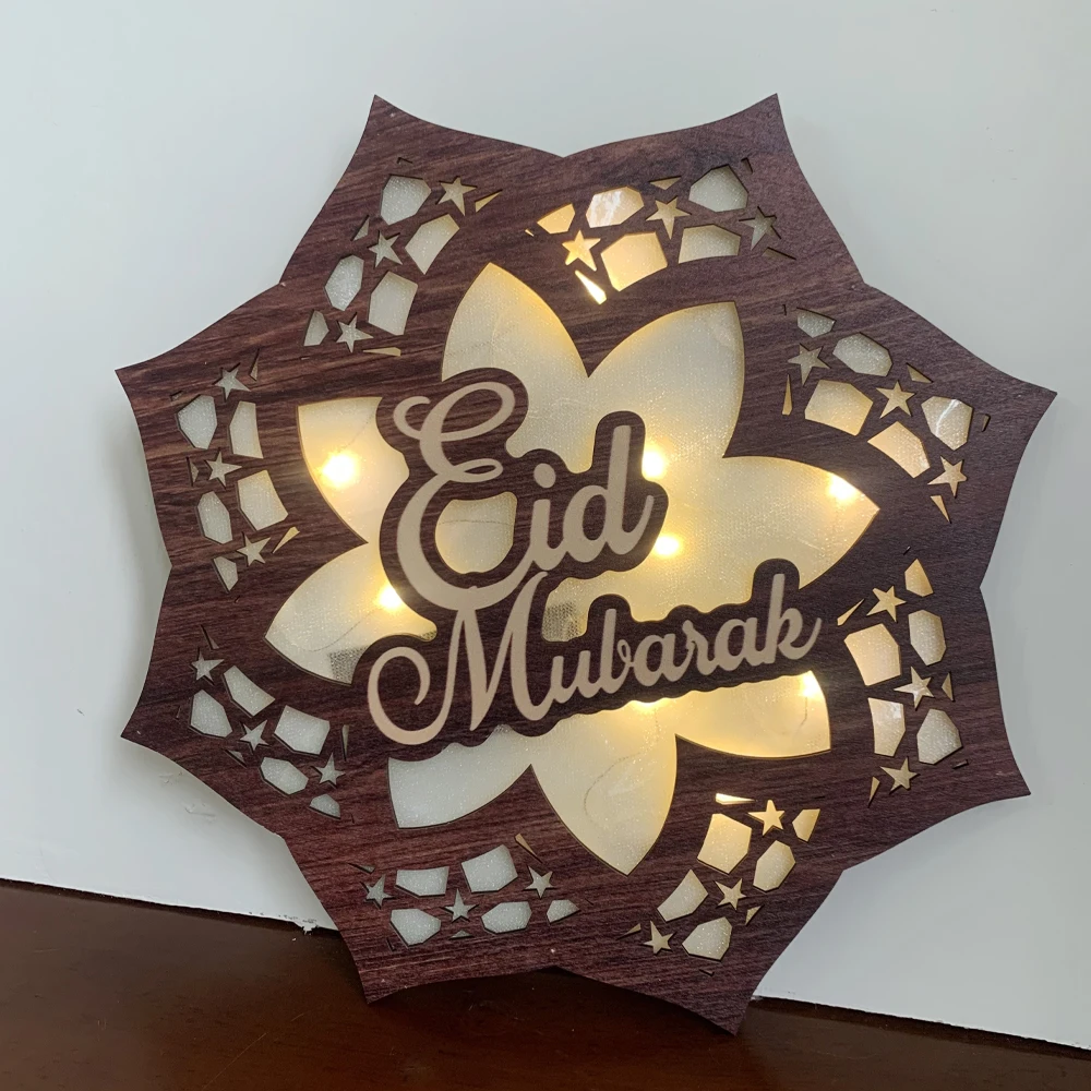 

Eid Mubarak Decoration for Home Wall Wood Moon Lantern Islamic Muslim Deco Ramadan Eid al-Fitr Novelty 2023 Eid Al-adha Gift