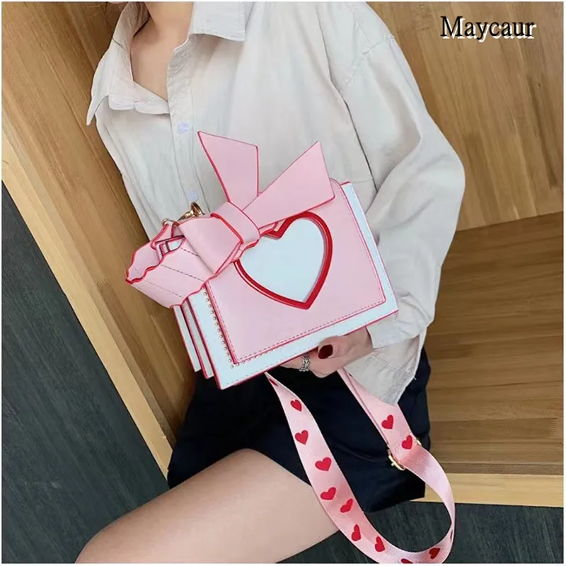 

2022 Five Star Hot Selling Boutique Pink Romantic Element Design Top Cowhide Women's One Shoulder Diagonal Bag Personality Cute