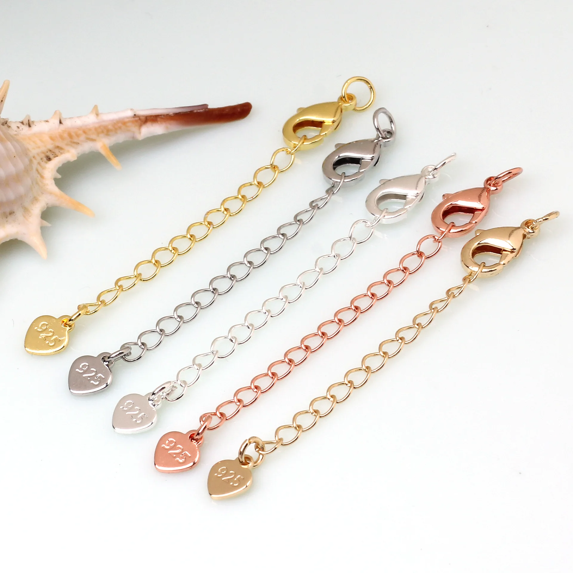 10pcs Lobster Clasps Connector with Teardrop Tail Chain Extension Chain DIY Jewelry Making For Necklace Bracelets Accessories