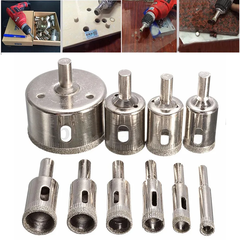 

10pcs Set 6-30mmTile drill bit Set Diamond Coated Tile Marble Glass Ceramic Hole Saw Drilling Bits Power Tools Accessories