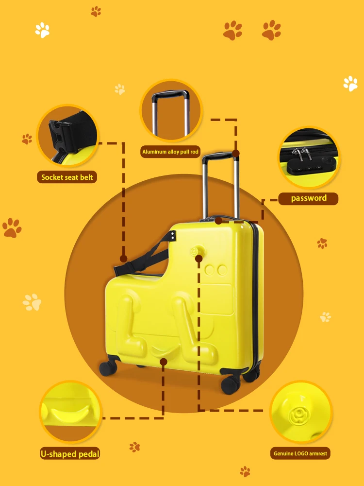 AO WEI LA Children's Trolley Case Can Sit and Ride Luggage 24 Inch Men's and Women's Trolley Universal Wheel Traverl Suitcase