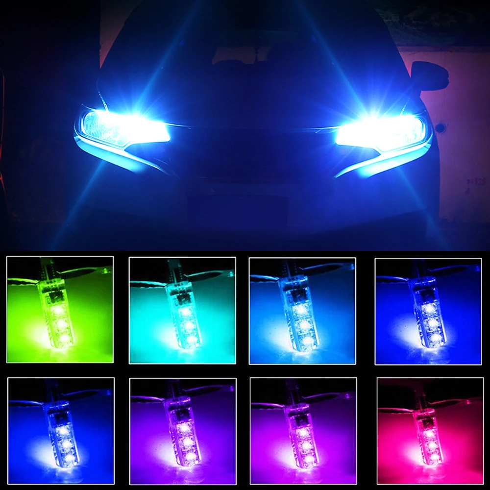 2x T10 светодиодный 194 168 W5W 5050 SMD RGB Автомобильная купольная лампа для чтения