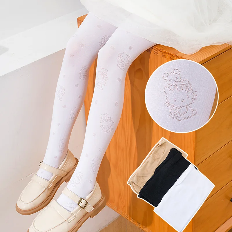 

Летние тонкие стильные детские колготки, танцевальные носки принцессы с кошкой, леггинсы, шелковые чулки, колготки для девочек, белые цельнокроеные носки