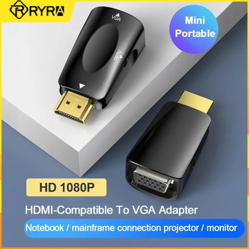 

RYRA, совместимому с HDMI к VGA адаптер 3,5 мм Джек аудио HD 1080P для портативных ПК ТВ коробка дисплея проектор мужской женское конвертер