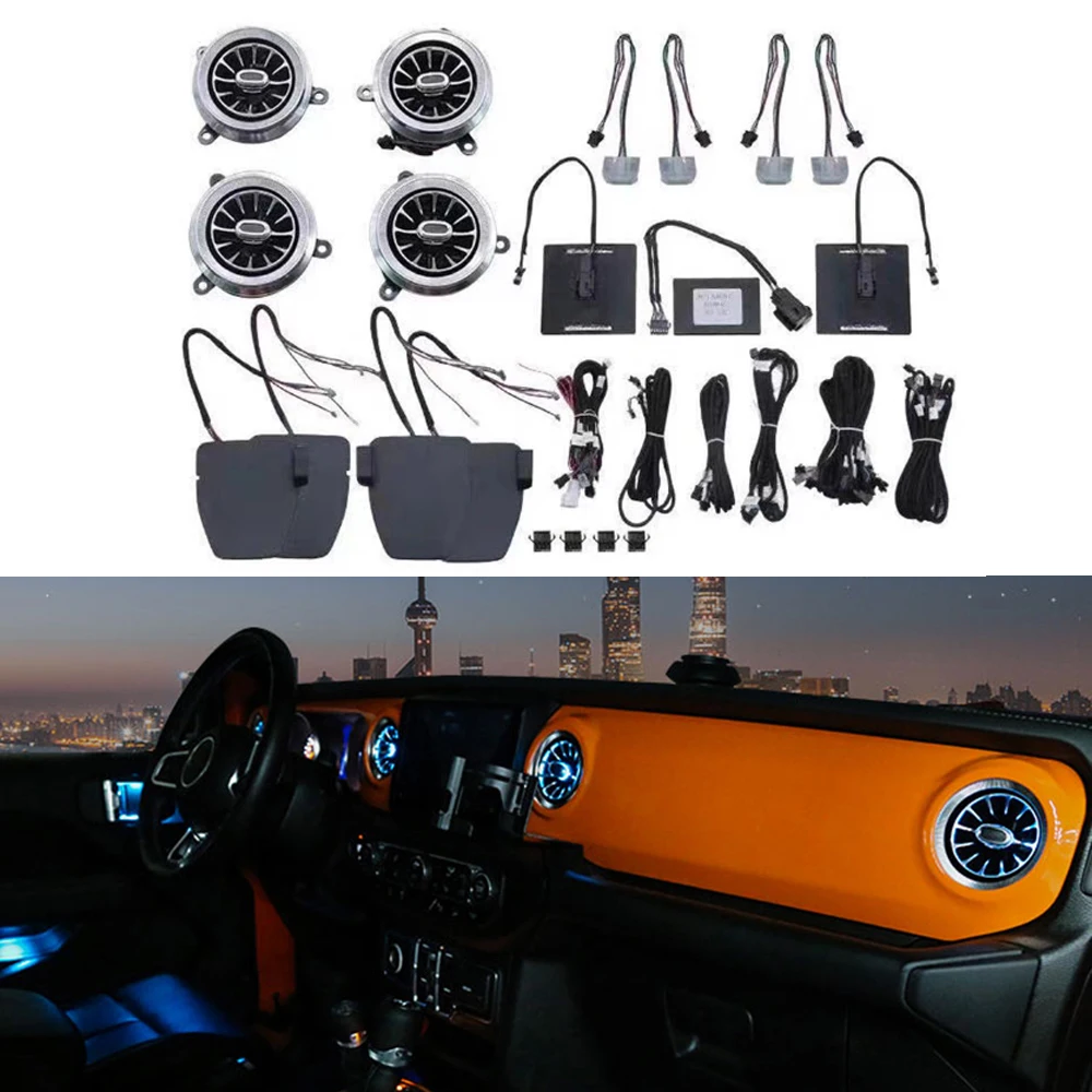 

Front Air Condition Vent Center Console Door Handle Ambient Lamp Turbine Outlet LED Ambient Light For jeep Wrangler JL 2018-2020