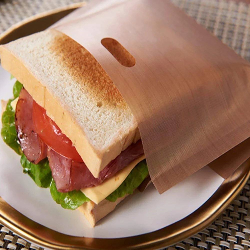 5Pcs/Set Toaster Bag Reusable Non Stick Bread Sandwich Bag Fiberglass Toast Bag Microwave Heating Baking Tools Bread Heat Bag