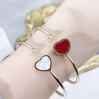 Rose Gold Natural Stone White Fritillary Elastic Heart Bracelet Female Carnelian Fashion Brand Luxury Jewelry