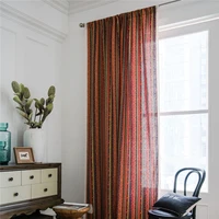 1 5m width bohemian striped printing orange cotton linen curtain art kitchen half shaded curtains