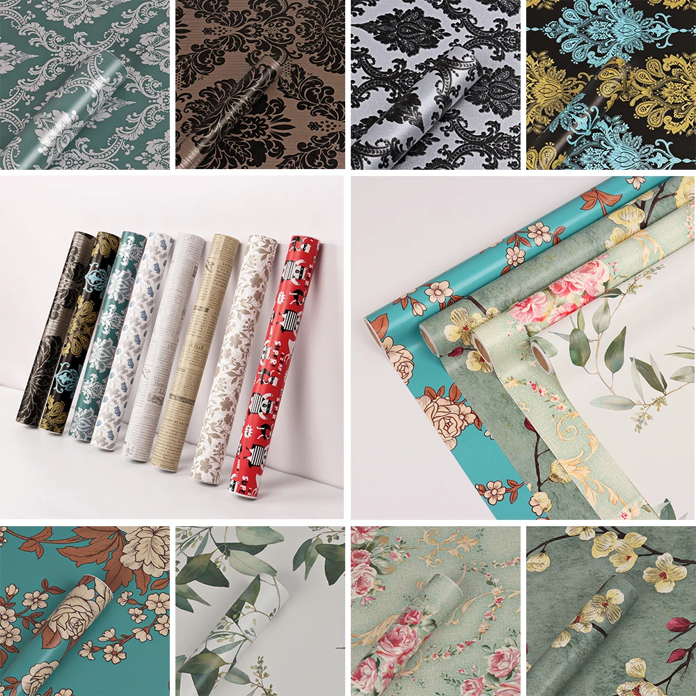 

Removable Floral Wallpaper for Walls Adhesive Waterproof Vintage Wall Stickers Contact Paper Peel and Stick Furniture Home Decor