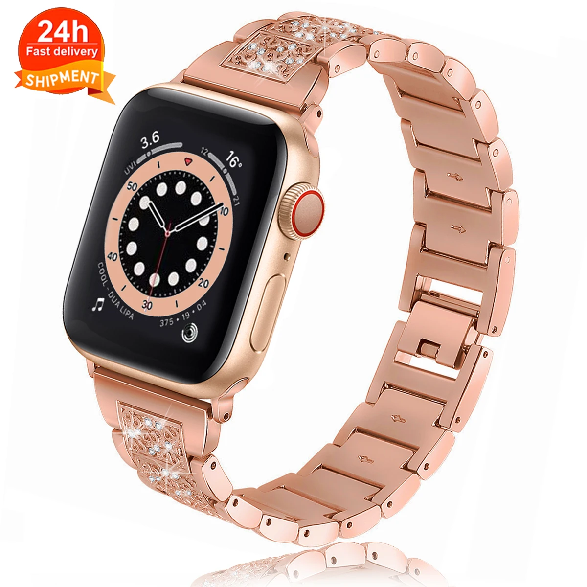 Браслет из нержавеющей стали для Apple Watch Band 7 6 SE 5 4 41 мм 45 38 42 ultra 49 бриллиантовый