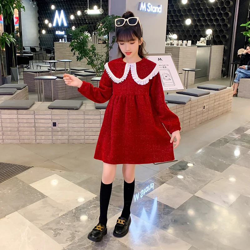 Детское платье с длинным рукавом на Возраст 4-12 лет | Повседневные платья для