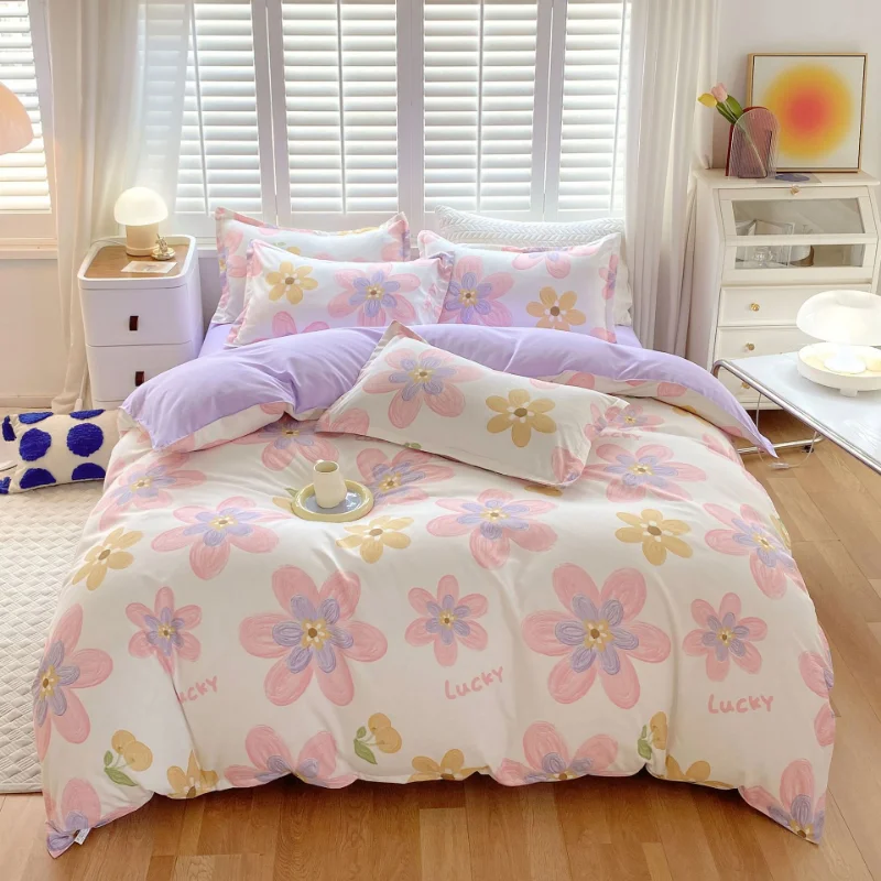 

Beddings Sets Bed Four-piece Small Fresh Thickened Brushed Student Dormitory Single Double Bed Sheet Quilt Cover Three-piece Set