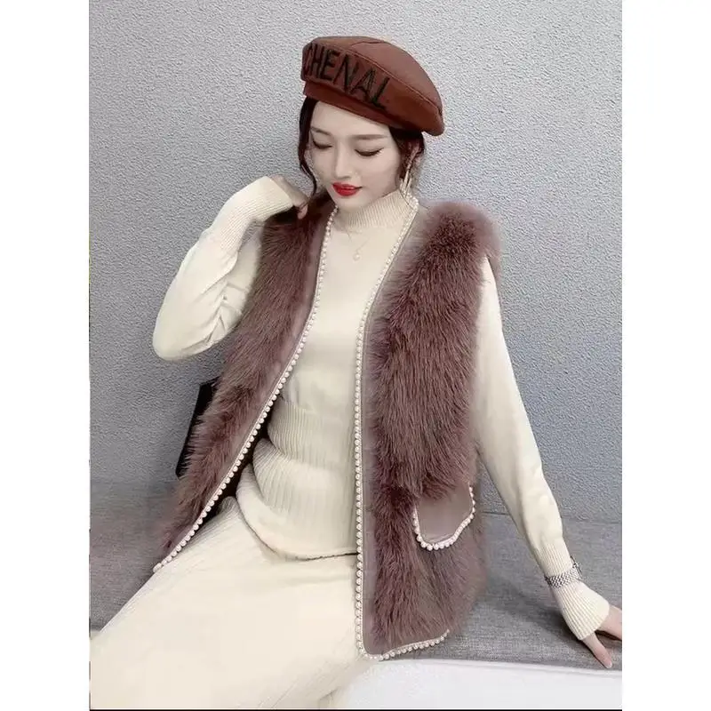 

Vest Jackets Women Sleeveless Wool Autumn and Winter 2022 Waistcoats Short Coat Korean Fashion Casual Femme Soft Loose Vest Z86