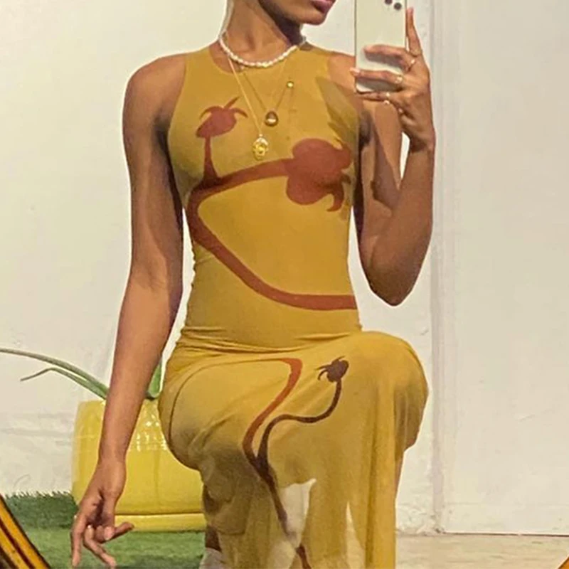 Женское летнее длинное платье без рукавов повседневные платья с круглым вырезом