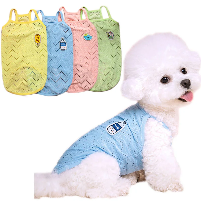 

Cartoon Dog Vest Suspenders Tshirt Hollow Pet Clothes Summer Puppy Cat Clothing Mesh Dog Hoodie Shirt For Small Dogs Chihuahua