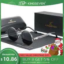 KINGSEVEN High Quality Gothic Steampunk Sunglasses Polarized Men Women Brand Designer Vintage Round Metal Frame Sun Glasses