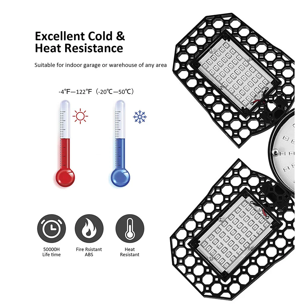 

Garage Light E27 3000K 6000K LED Ceiling Light Deformable Aluminum Lighting Lamp Cold White 100W