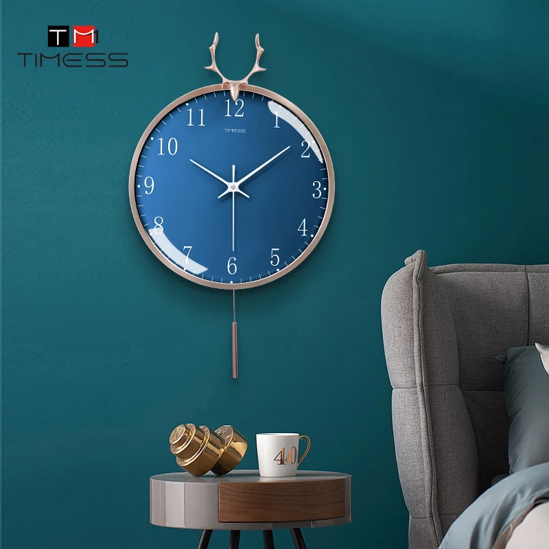 

TIMESS Nordic Light Luxury Wall Clock Living Room Modern Design Deer Head Wall Clock Mute Quartz Clock Horloge