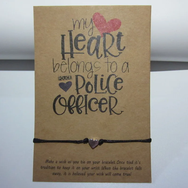 

Handmade my heart belongs to a Police Officers Charm Fashion Bracelets Friendship Couple Lover Bracelets Kit Unisex