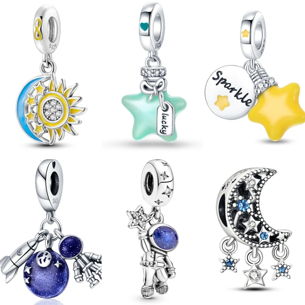 Cycuff изысканные серебряные бусины-самородки со звездами 925 для браслетов Pandora